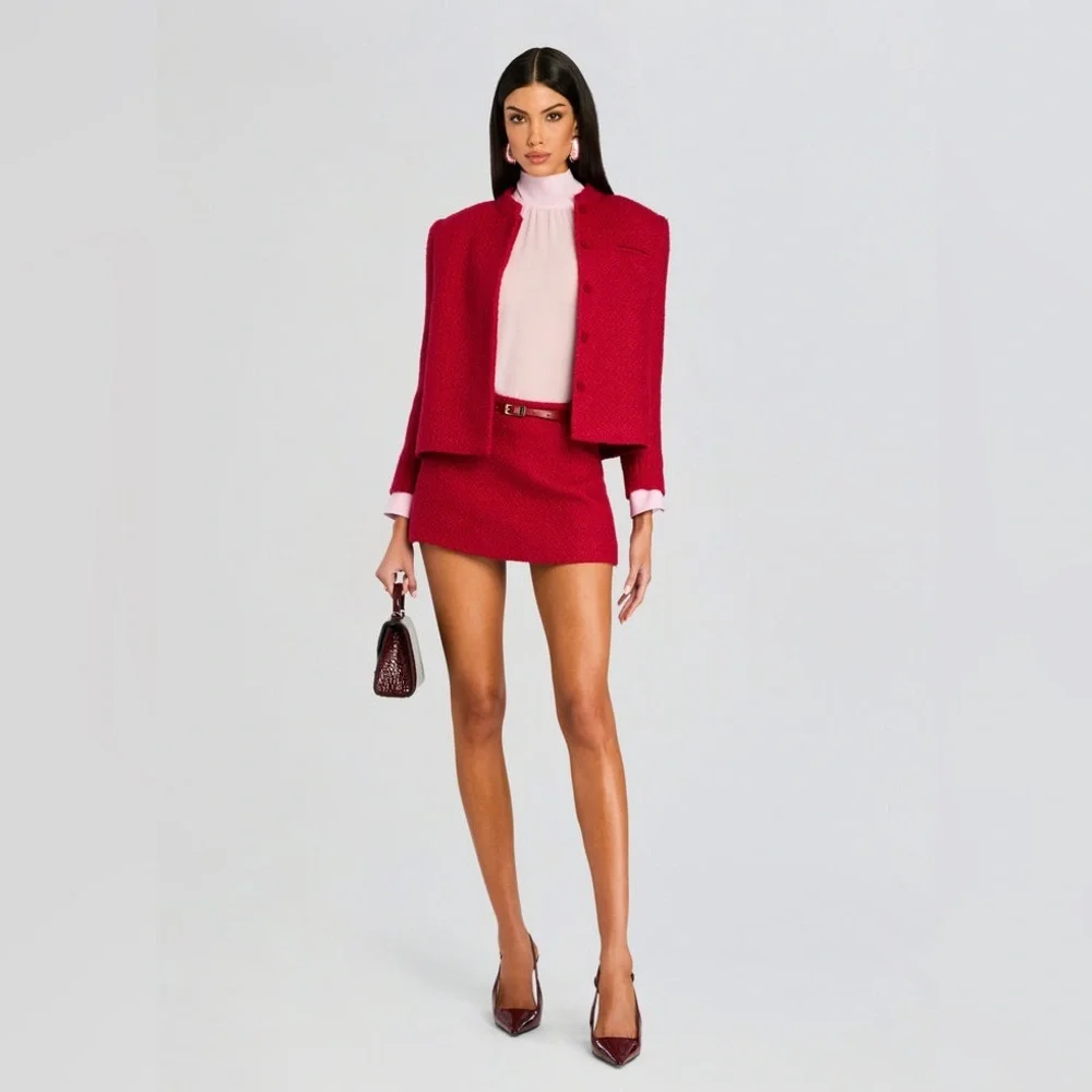 New! SER.O.YA Kristen Boucle Lady Buttoned Jacket Ruby Red Blazer ♥️ Small - Picture 5 of 15